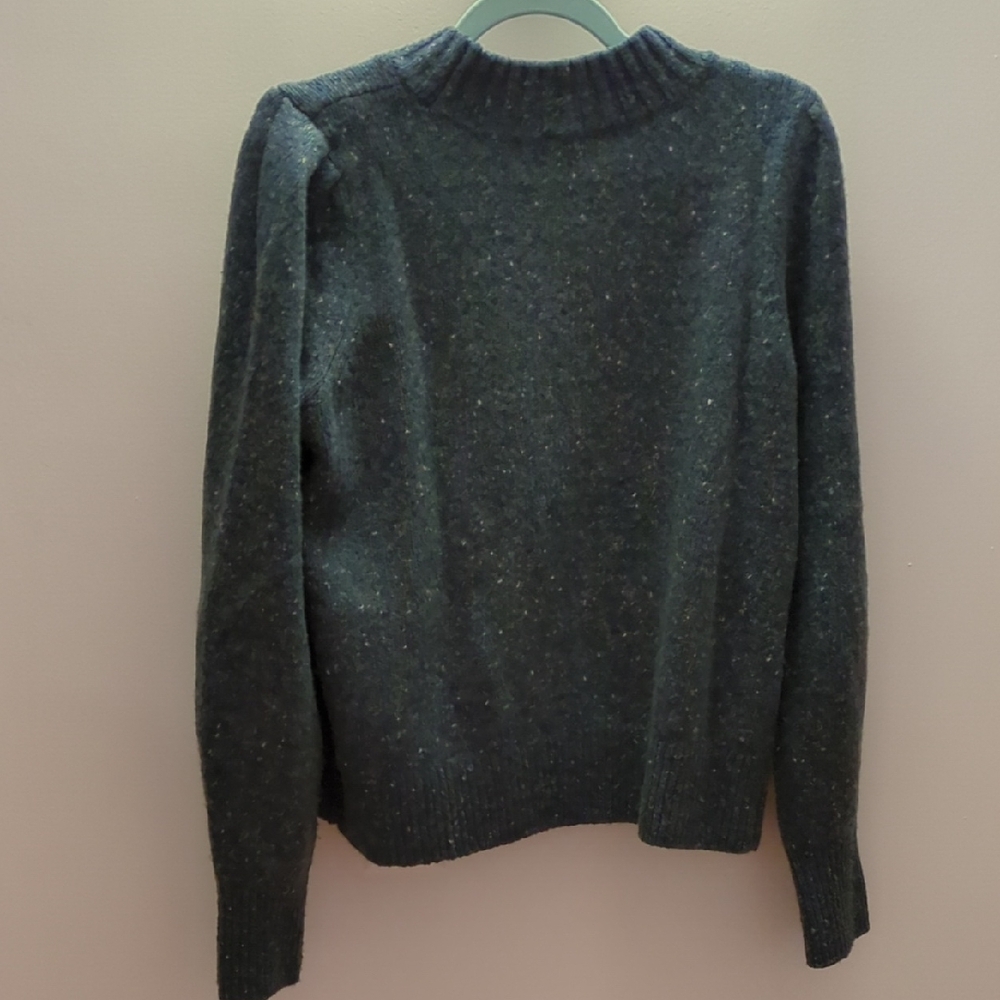 Faherty Teal Boone Sweater Merino Wool Preppy Neutral Cottage Prairie Sz Large - Picture 5 of 5